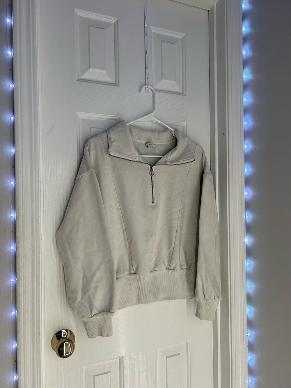 Light Gray Half-Zip Pullover Sweatshirt - Casual Women's Sweater